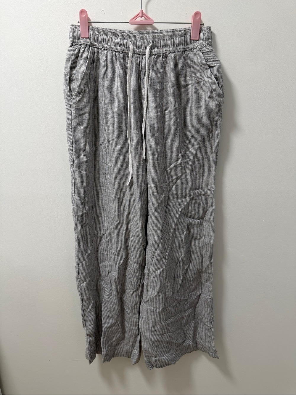 Briggs New York Gray Linen-Blend Drawstring Pants